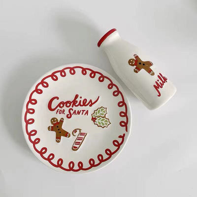 Cute Gingerbread Man Cup Plate Spoon Creative