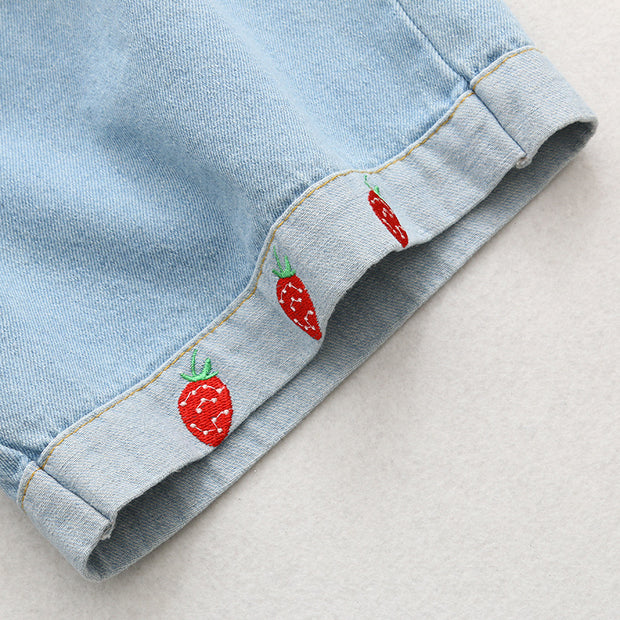 Strawberry loose wide-leg jeans women