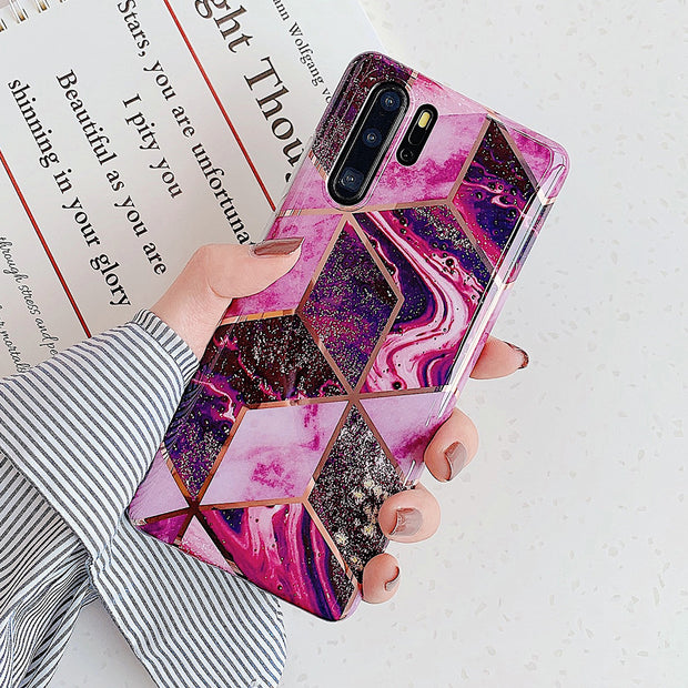 Suitable for Huawei electroplating geometric mobile phone case