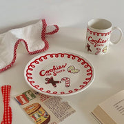 Cute Gingerbread Man Cup Plate Spoon Creative