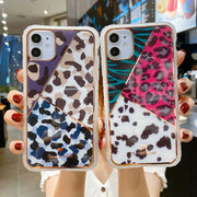 Electroplating love leopard print small waist protective cover phone case