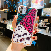 Electroplating love leopard print small waist protective cover phone case