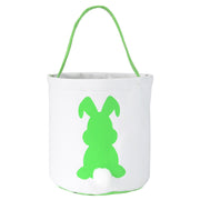 Happy Easter Burlap Bunny Ears Bags Easter Basket Canvas Bunny Buckets Easter Tote Bags with Rabbit Tail Kids Gift