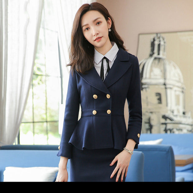 Business Wear Women's Suits Thick Work Clothes Woolen Coat Business Suit Skirt