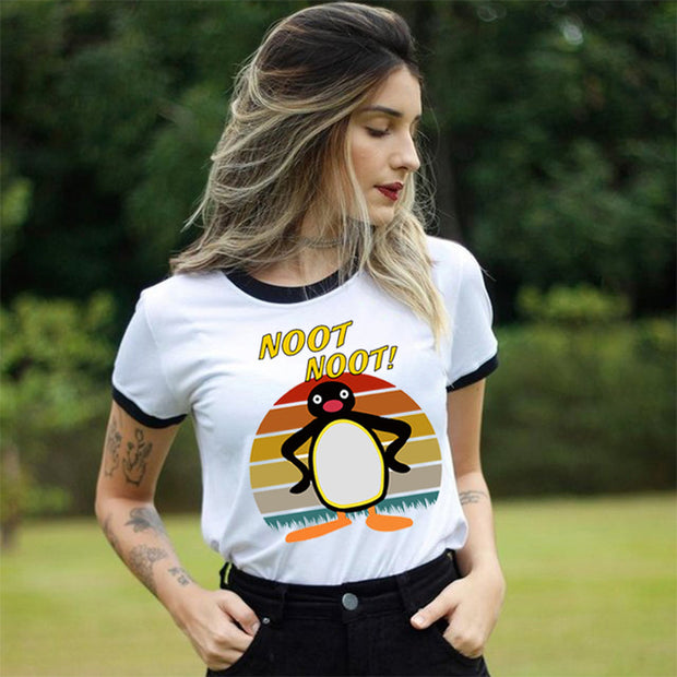 Noot Noot Pingu Women T-Shirt Funny Kawaii Tshirt Aest