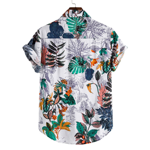 Casual Short-sleeved Floral Shirt Plus Size Shirt Men
