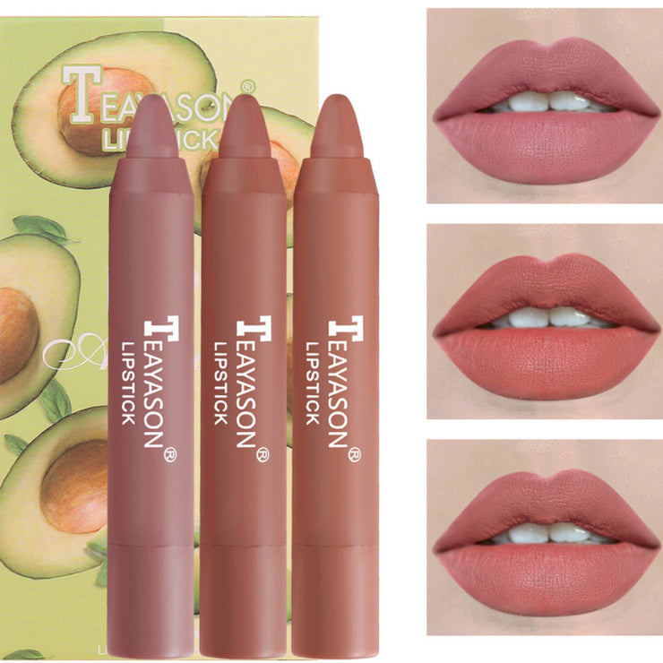 3 Packs Of Matte Lipstick Matte Velvet Lipstick Pen Bean Paste Milk Tea Color Lipstick Crayons Lipstick Students