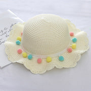 Summer Children'S Bags, Hats, Female Decoration, Small Colored Balls, Sunscreen, Lace, Beach Hats, Breathable Sandals