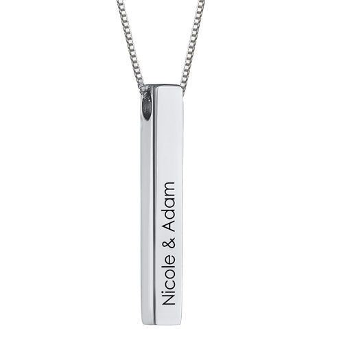 Silver Bar Name Personalized Custom Lettering Necklace