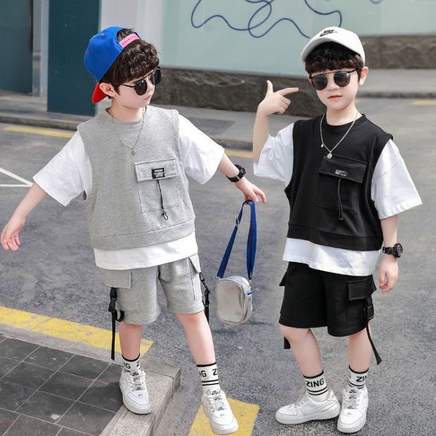 Children's Clothing Boys Summer Short-Sleeved Overalls