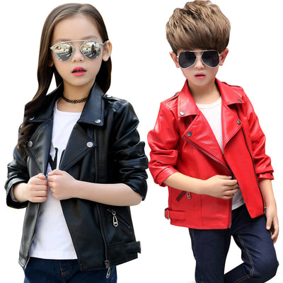 Girls And Boys Korean Children's Leather Jackets