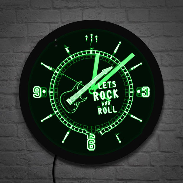 Music Guitar Theme Home Decoration Time Wall Clock