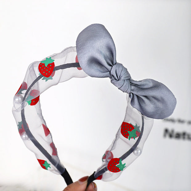 Printed Fruit Strawberry Headband Cute Bow Headband