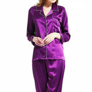 Women Sleepwear Satin Pajamas Sets Long Sleeve Autumn Sleepwear Faux Silk Pajamas Suit Female Homewear
