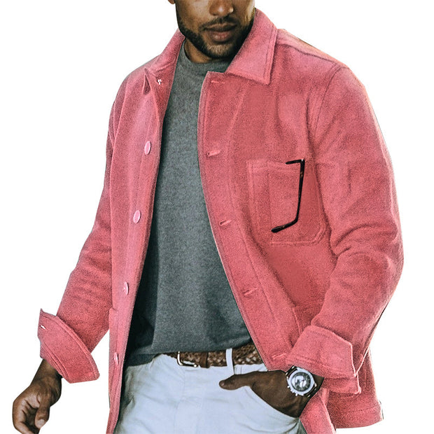 Casual solid color lapel trend jacket jacket men
