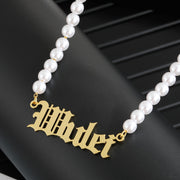 Stainless Steel Custom Name Pearl Necklace Ins Style