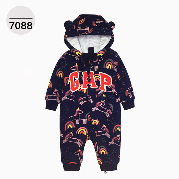Double Layer One-piece Zipper Hooded Sweater For Children