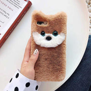 Plush dog phone case soft case