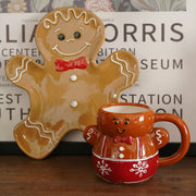 Cute Hand-painted Gingerbread Man European Single Christmas Table Coffee Cup