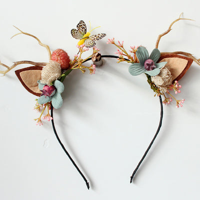 Antlers headband branches cat butterfly headband