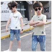 Children Clothing Summer Boys T-shirtDenim Shorts 2pcs