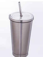 500ML Stainless Steel Empty Tumbler Coffee Cup Mug with Straw Lids Drinking Bottles