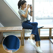 Korean nine Skinny Jeans Girl fringed edges flared bell bottoms 9 jeans