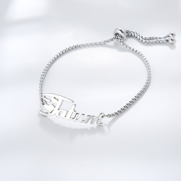 Personalized Stainless Steel Custom Name Retractable Bracelet