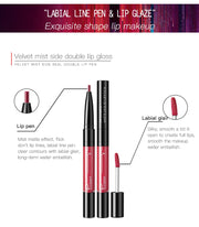 Lip Gloss Lip Liner 2 in1  Complete Red Lip Tint Plumper Tattoo Makeup liquid Lipstick