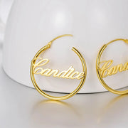 Custom Hoop Earrings Name Letter Stainless Steel Gold Color