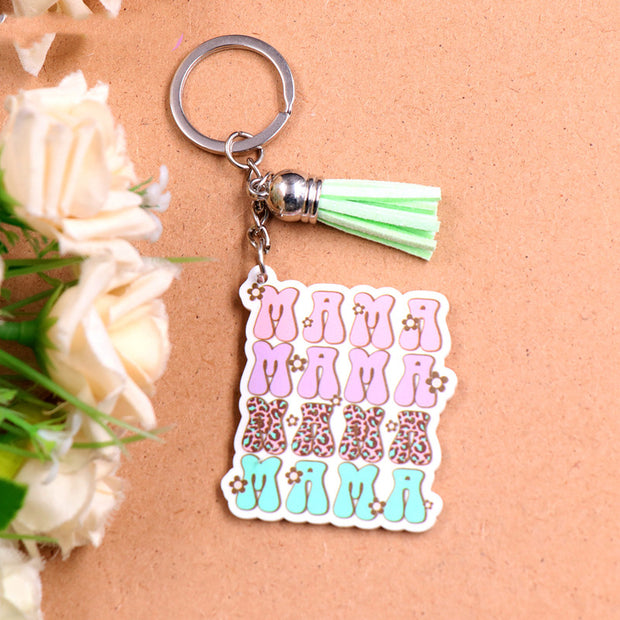 Keychain Mother's Day Gift Glitter Floral Acrylic