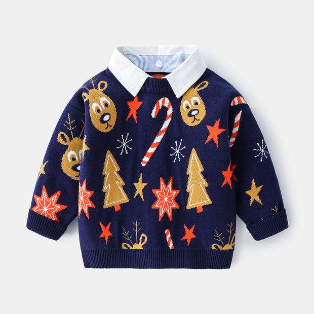 Fashion Sweater Plus Velvet Padded Zipper Jacket For Children