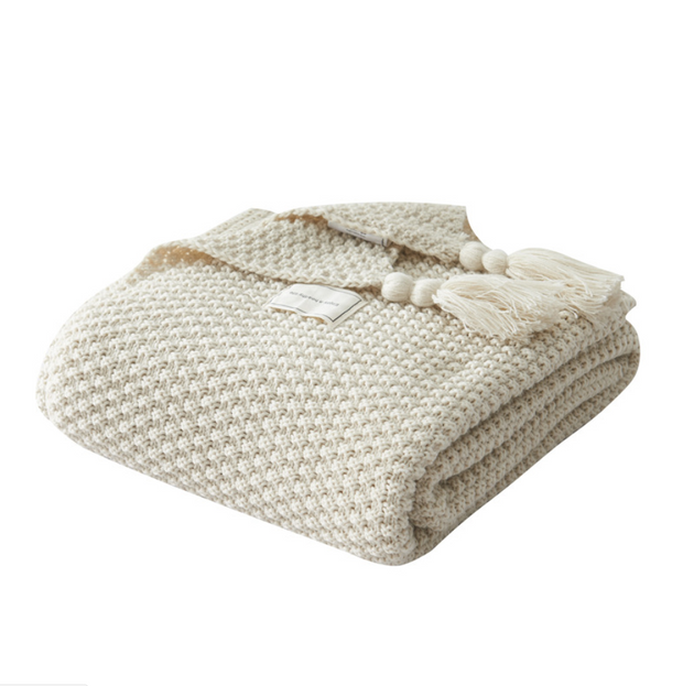 Fringed Knitting Blanket Wool Blanket