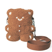Gingerbread Bear Diagonal Plush Bag For Girls Cute