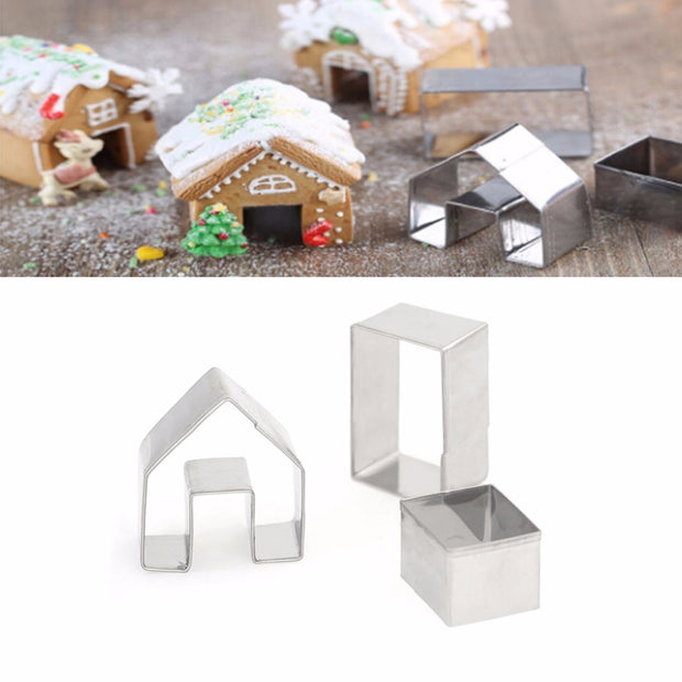 Stainless Steel Christmas Gingerbread House Cookie Cutter Set