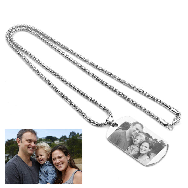 Personalized Nameplate Custom Name Photo Necklace Custom Jewelry Stainless Steel Necklace