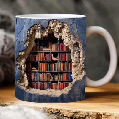 Ceramic 3D Bookshelf Mug Creative Space Design