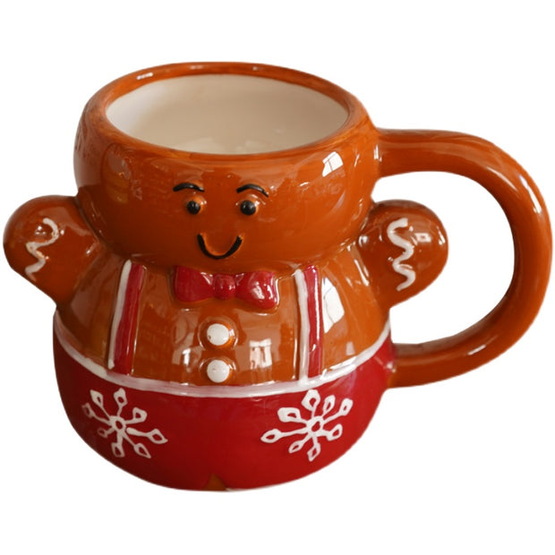 Cute Hand-painted Gingerbread Man European Single Christmas Table Coffee Cup