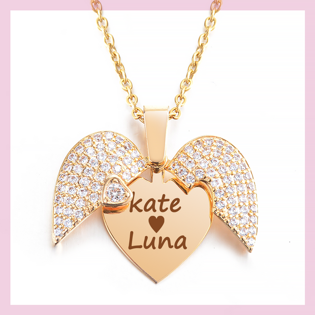 Personalized Women Chain Necklace Custom Engraved Heart Name