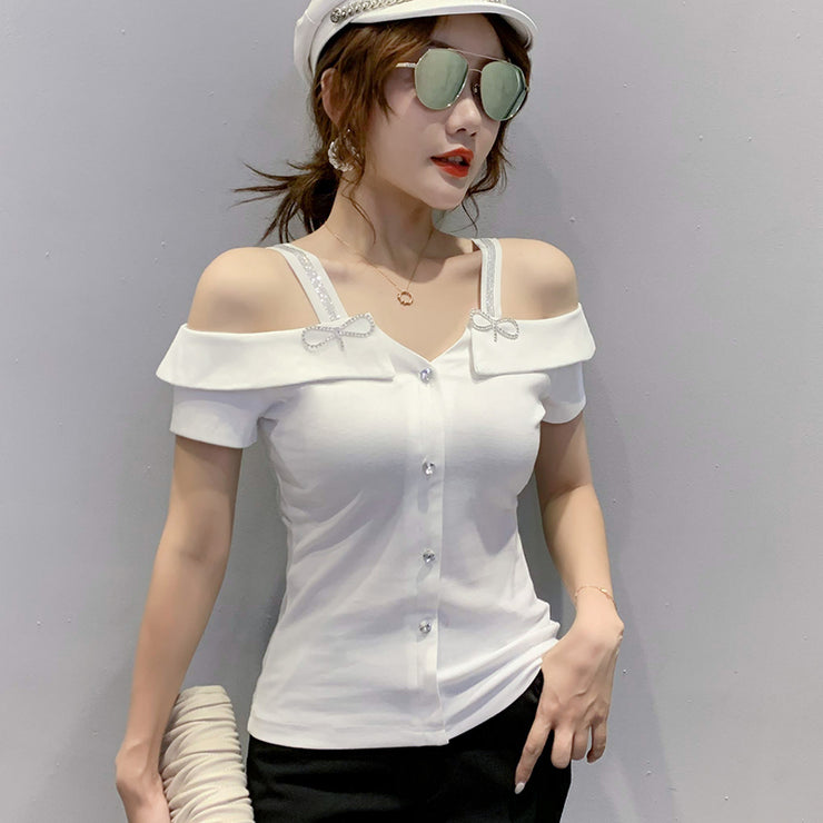 Fashion Collarbone Off Shoulder Top For Women