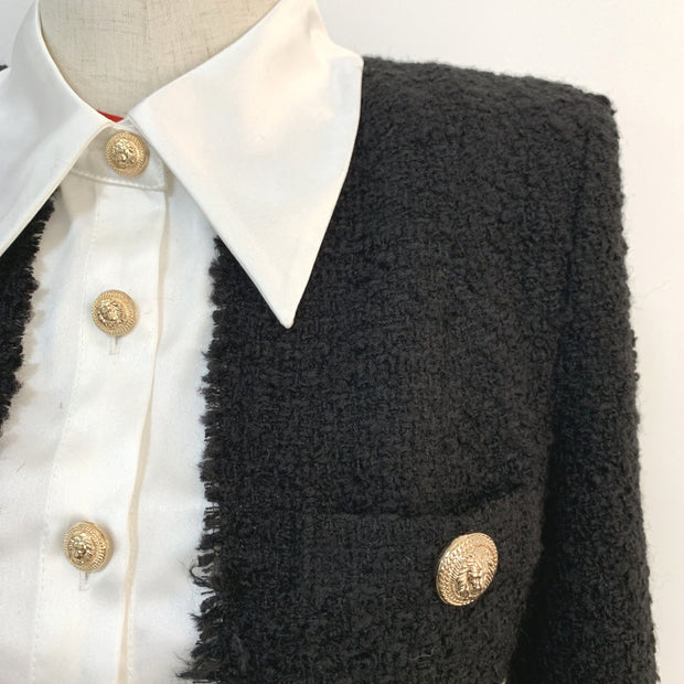 Stitching lion button shirt jacket jacket