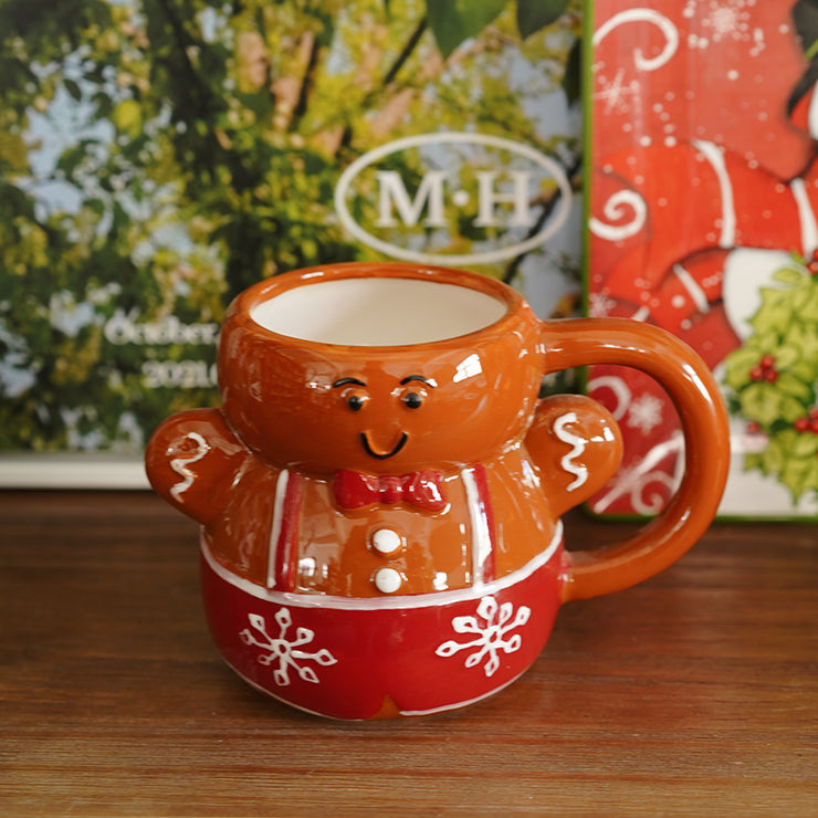 Cute Hand-painted Gingerbread Man European Single Christmas Table Coffee Cup