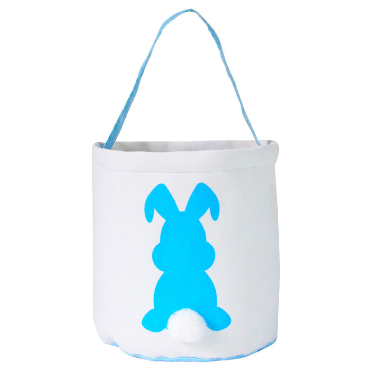 Happy Easter Burlap Bunny Ears Bags Easter Basket Canvas Bunny Buckets Easter Tote Bags with Rabbit Tail Kids Gift