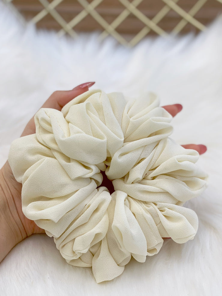 Pearl Chiffon Bunch Hair Tie Pure Color Primer Head Flower