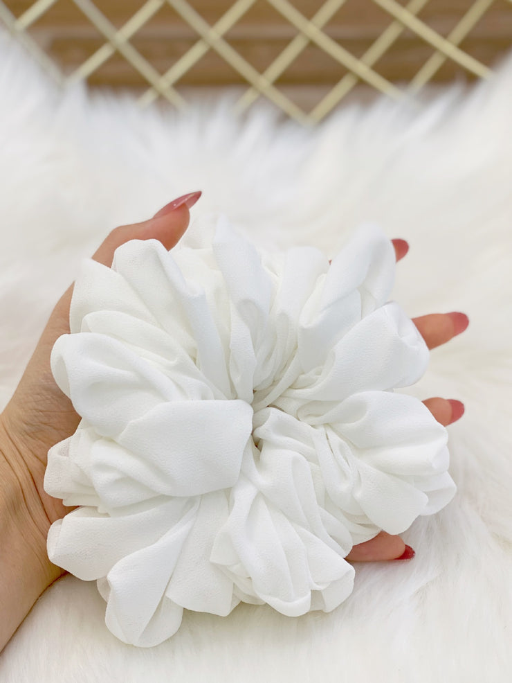 Pearl Chiffon Bunch Hair Tie Pure Color Primer Head Flower