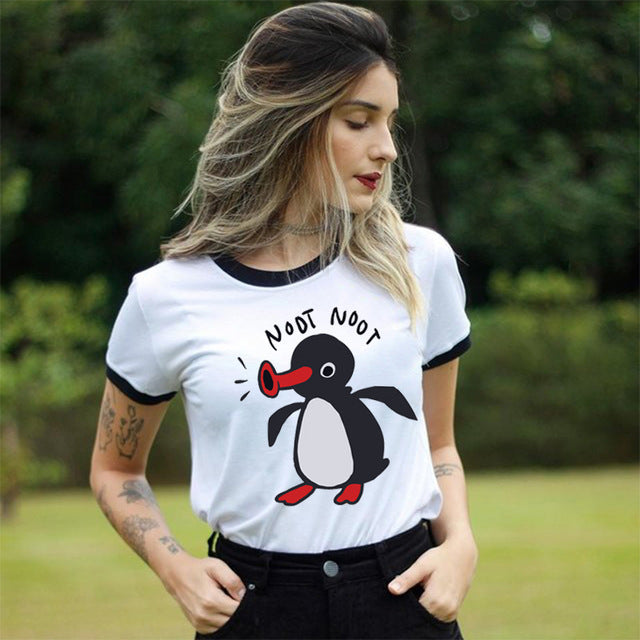 Noot Noot Pingu Women T-Shirt Funny Kawaii Tshirt Aest