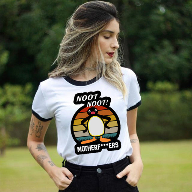 Noot Noot Pingu Women T-Shirt Funny Kawaii Tshirt Aest