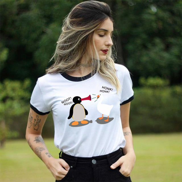 Noot Noot Pingu Women T-Shirt Funny Kawaii Tshirt Aest