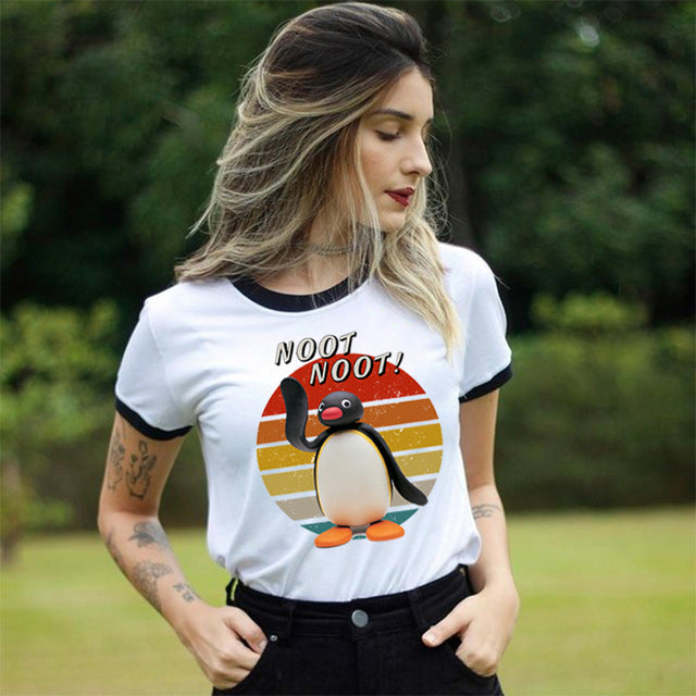 Noot Noot Pingu Women T-Shirt Funny Kawaii Tshirt Aest