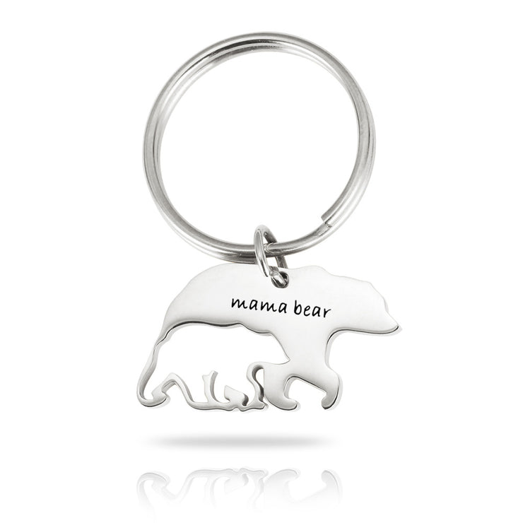 Mother's Day Jewelry Stainless Steel Keychain Mama bear Thanksgiving Mother Bear Gift With Surface Coating